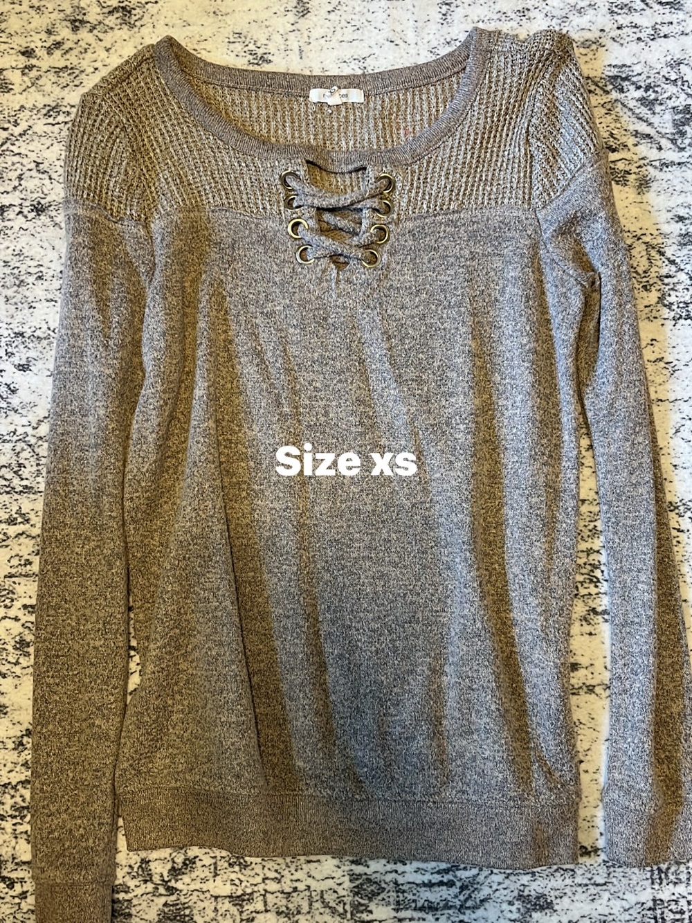 Maurices Gray Lace-Up Knit Women's Top